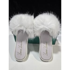 Lauren Lorraine Women's Size Small/6 - Fluffy White Slides/Slippers-NIB